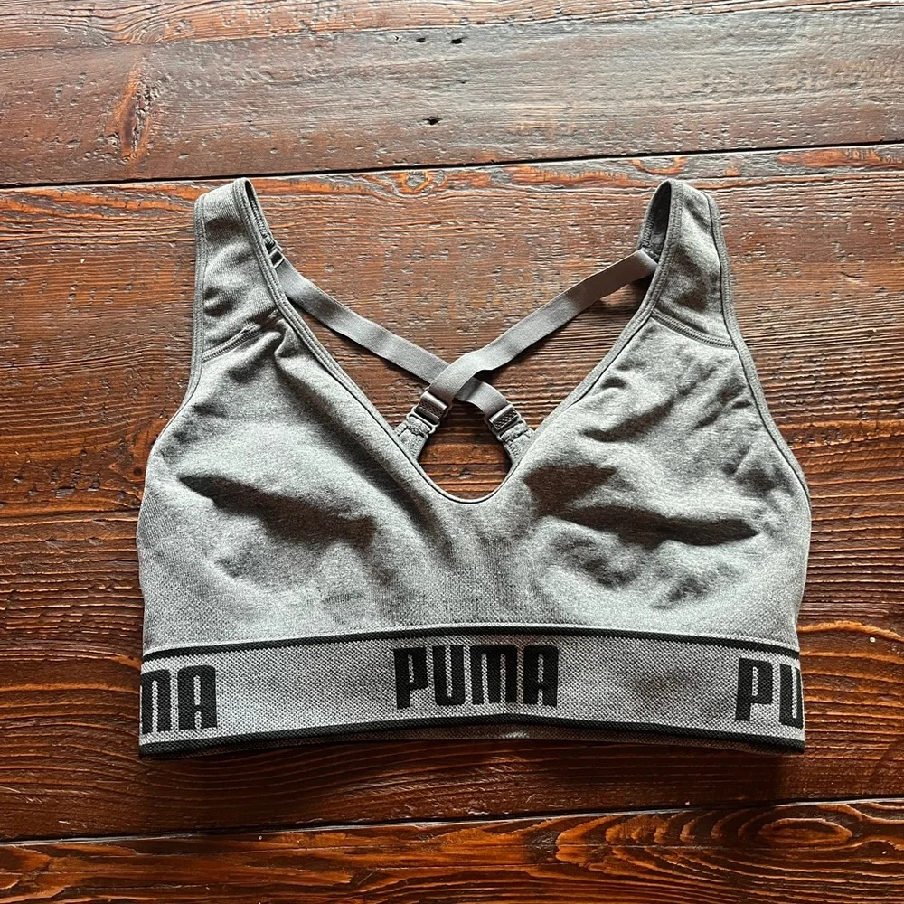 PUMA Women's Charcoal Sports Bra - Picture 1 of 3
